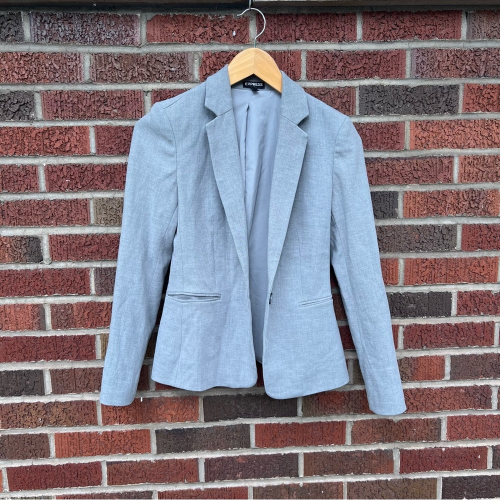 Express Gray Blazer Suit Jacket - image 1